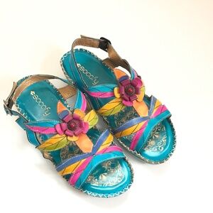 SOCOFY Boho Flower Sandals Leather Women’s Size 7